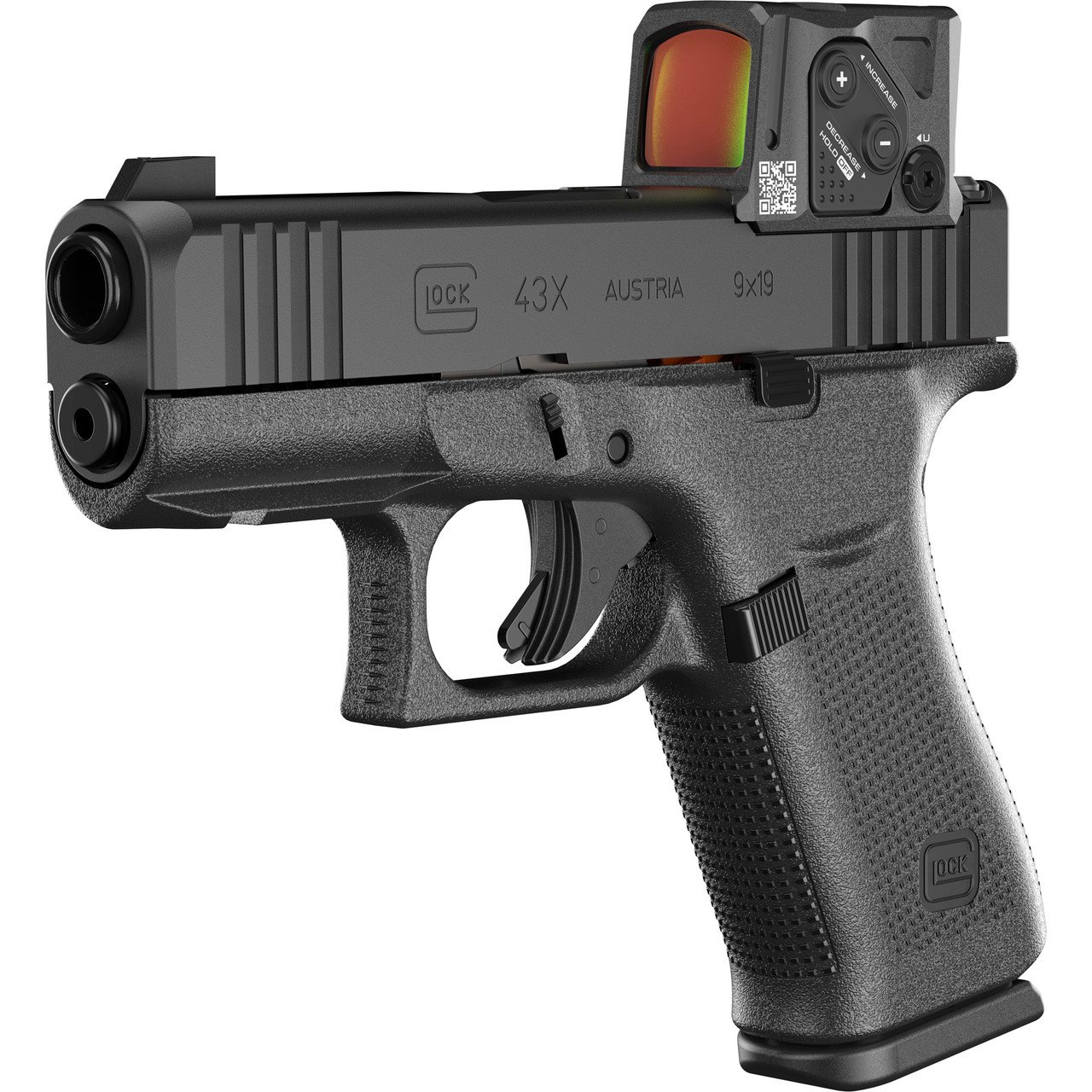 Glock 43X MOS 9mm Sub-Compact Pistol 3.41 Inch Barrel Black nDLC Finish
