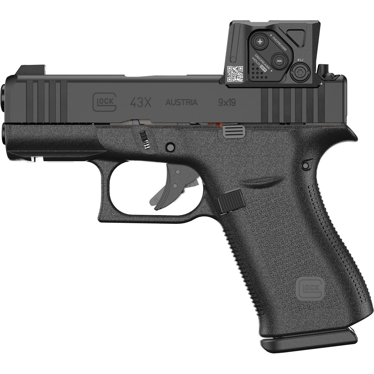 Glock 43X MOS 9mm Sub-Compact Pistol 3.41 Inch Barrel Black nDLC Finish